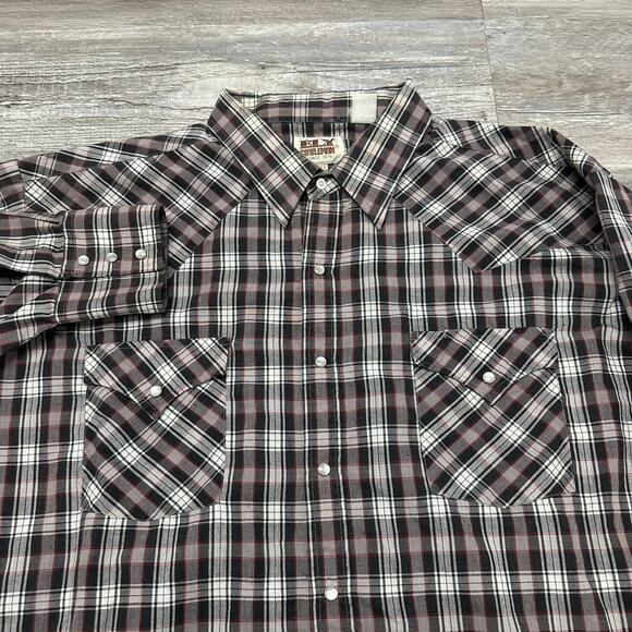 Vintage 90s Ely Cattleman Mens 2XL Plaid Pearl Snap Button Up Western Shirt EUC‎ - Picture 1 of 7